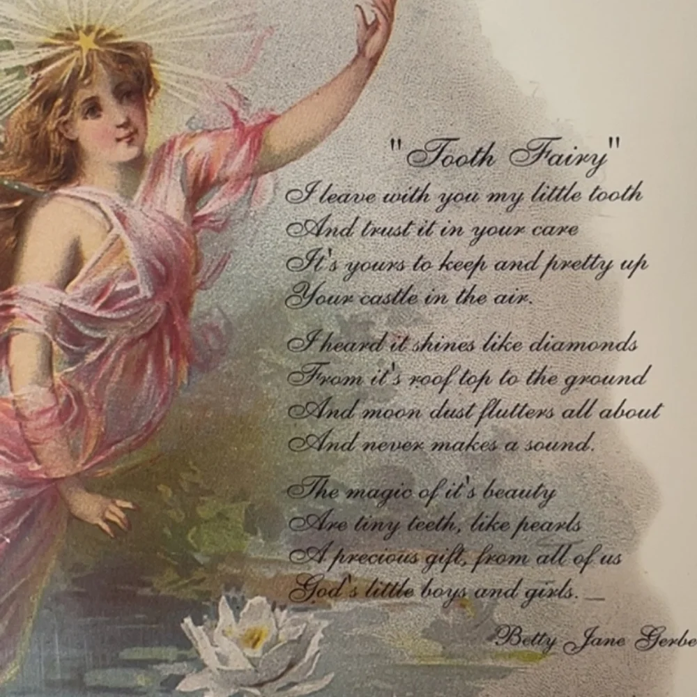 Vintage Lithograph Tooth Fairy Certificate Keepsake Victorian Old Print Factory